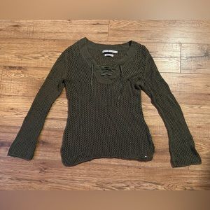 Tommy Hilfiger crochet long sleeve tie top